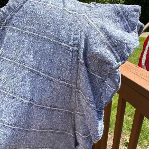 Flip Side washable linen flutter sleeve top - Picture 2 of 6